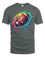 Rainbow Sequin Football Sparkle Graphic T-Shirt Black - gray t-shirt on white background