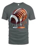 Dripping Football Game Day Graphic T-Shirt Black - gray t-shirt on white background