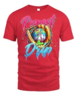 Respect the Drip Baseball Graphic T-Shirt Black - red t-shirt on white background