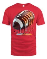 Dripping Football Game Day Graphic T-Shirt Black - red t-shirt on white background