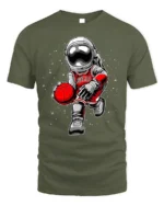 Astronaut Basketball Cosmic Dribble Graphic T-Shirt - military green t-shirt on white background
