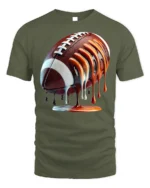 Dripping Football Game Day Graphic T-Shirt Black - military green t-shirt on white background