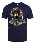 Fierce Bear Football Player Graphic T-Shirt Black - navy t-shirt on white background