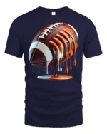 Dripping Football Game Day Graphic T-Shirt Black - navy t-shirt on white background