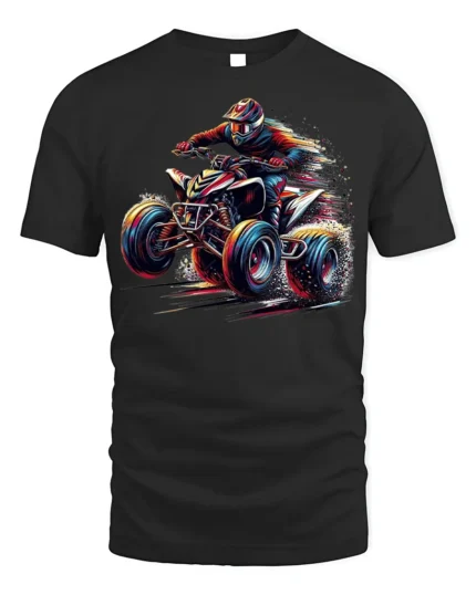 Extreme ATV Rider Off Road Racing Graphic T-Shirt - black t-shirt on white background