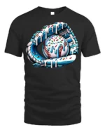 Ice Cream Baseball Glove and Ball Funny T-Shirt - black t-shirt on white background