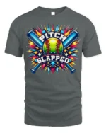 Funny Softball Pitch Slapped Graphic T-Shirt - gray t-shirt on white background