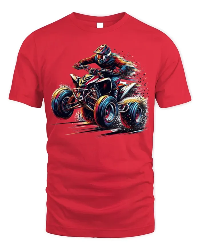 Extreme ATV Rider Off Road Racing Graphic T-Shirt - red t-shirt on white background