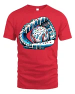 Ice Cream Baseball Glove and Ball Funny T-Shirt - red t-shirt on white background