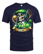 Skeleton Golf Par Tee Funny Graphic T-Shirt - navy t-shirt on white background