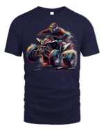 Extreme ATV Rider Off Road Racing Graphic T-Shirt - navy t-shirt on white background