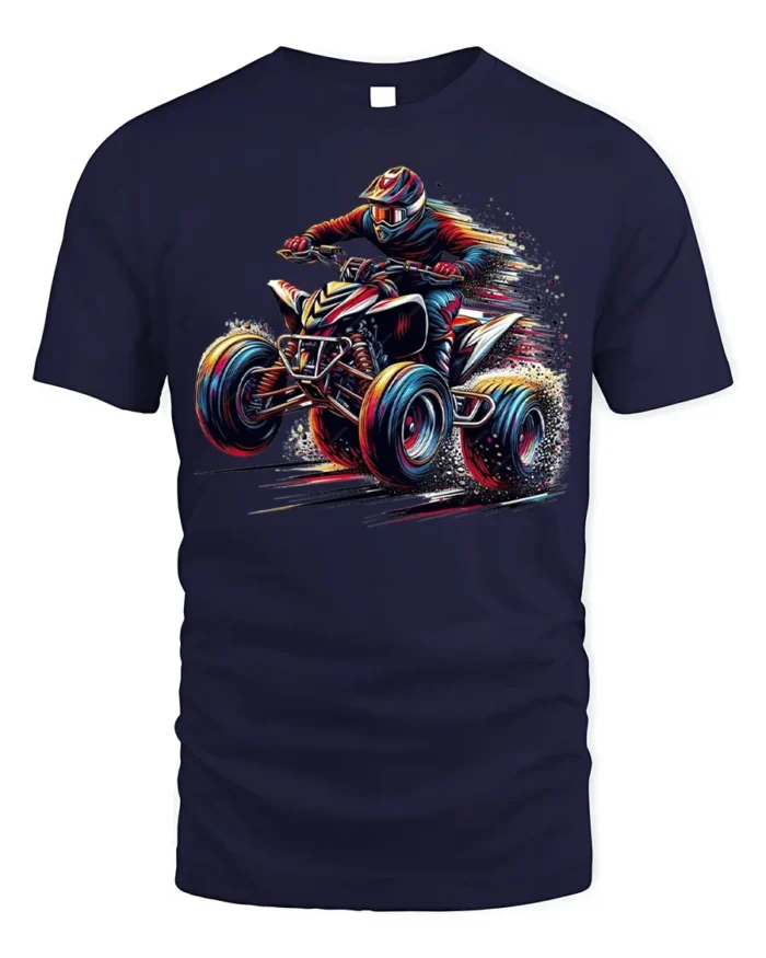 Extreme ATV Rider Off Road Racing Graphic T-Shirt - navy t-shirt on white background