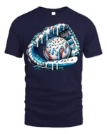 Ice Cream Baseball Glove and Ball Funny T-Shirt - navy t-shirt on white background
