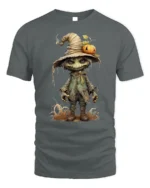 Creepy Scarecrow Pumpkin Halloween T-shirt - gray t-shirt on white background