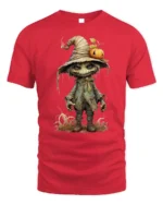 Creepy Scarecrow Pumpkin Halloween T-shirt - red t-shirt on white background