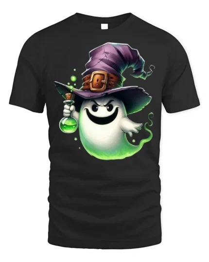 Ghost Witch Potion Halloween Spooky Tshirt Style - black t-shirt on white background