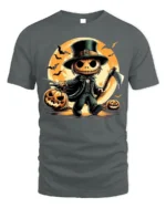 Spooky Pumpkin Axe Halloween Tshirt Costume Style - gray t-shirt on white background