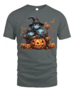 Cute Spooky Creatures Pumpkin Halloween Tshirt - gray t-shirt on white background