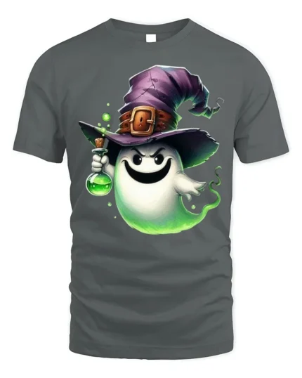 Ghost Witch Potion Halloween Spooky Tshirt Style - gray t-shirt on white background