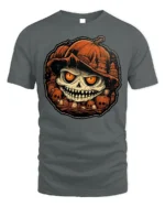 Evil Pumpkin Skull Halloween Horror Tshirt Style - gray t-shirt on white background
