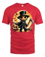 Spooky Pumpkin Axe Halloween Tshirt Costume Style - red t-shirt on white background