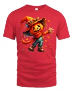 Pumpkin Scarecrow Halloween Tshirt Cute Spooky Style - red t-shirt on white background
