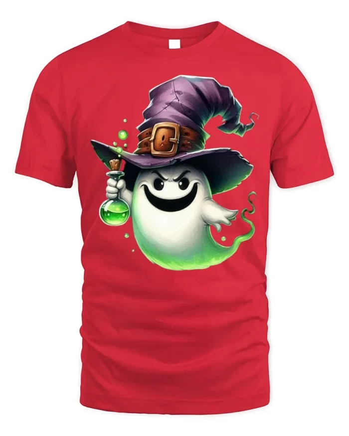 Ghost Witch Potion Halloween Spooky Tshirt Style - red t-shirt on white background