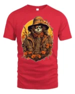 Creepy Scarecrow Skeleton Halloween Tshirt Style - red t-shirt on white background