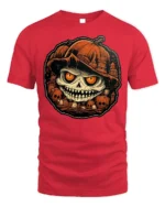 Evil Pumpkin Skull Halloween Horror Tshirt Style - red t-shirt on white background