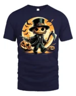 Spooky Pumpkin Axe Halloween Tshirt Costume Style - navy t-shirt on white background