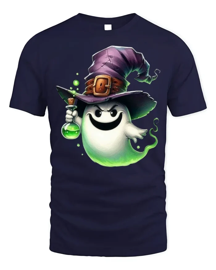 Ghost Witch Potion Halloween Spooky Tshirt Style - navy t-shirt on white background