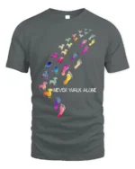 Never Walk Alone Dog Lover Tshirt Colorful Print - gray t-shirt on white background