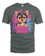 Yorkie Mom Tshirt Cute Yorkshire Terrier Dog Tee - gray t-shirt on white background