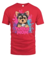Yorkie Mom Tshirt Cute Yorkshire Terrier Dog Tee - red t-shirt on white background