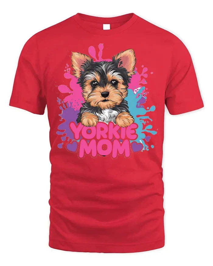 Yorkie Mom Tshirt Cute Yorkshire Terrier Dog Tee - red t-shirt on white background