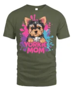 Yorkie Mom Tshirt Cute Yorkshire Terrier Dog Tee - military green t-shirt on white background