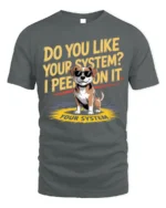 Funny Dog System Joke Graphic T-Shirt Humor Tee - gray t-shirt on white background