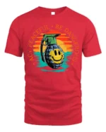 Act Peaceful Be Dangerous Graphic T-Shirt Tee - red t-shirt on white background