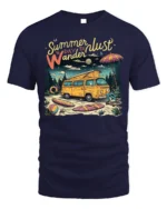 Summer Wanderlust Beach Van Graphic T-Shirt - navy t-shirt on white background