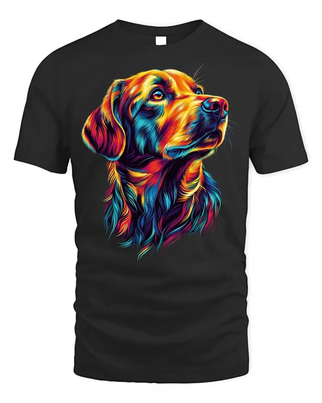 Psychedelic Labrador Dog Art Graphic T-Shirt - black t-shirt on white background