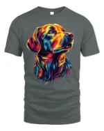 Psychedelic Labrador Dog Art Graphic T-Shirt - gray t-shirt on white background