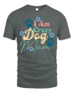 Funny Crazy Dog Mom Paw Print Graphic T-Shirt - gray t-shirt on white background