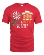 Darts and Beer Funny Pub Night Graphic T-Shirt - red t-shirt on white background