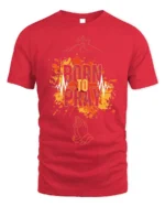 Born to Pray Christian Faith Graphic T-Shirt - red t-shirt on white background