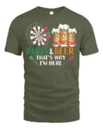 Darts and Beer Funny Pub Night Graphic T-Shirt - military green t-shirt on white background