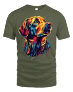 Psychedelic Labrador Dog Art Graphic T-Shirt - military green t-shirt on white background