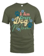 Funny Crazy Dog Mom Paw Print Graphic T-Shirt - military green t-shirt on white background