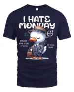 Funny Duck I Hate Monday Work Graphic T-Shirt - navy t-shirt on white background