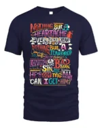 Colorful Retro Typography Graphic Quote T-Shirt - navy t-shirt on white background