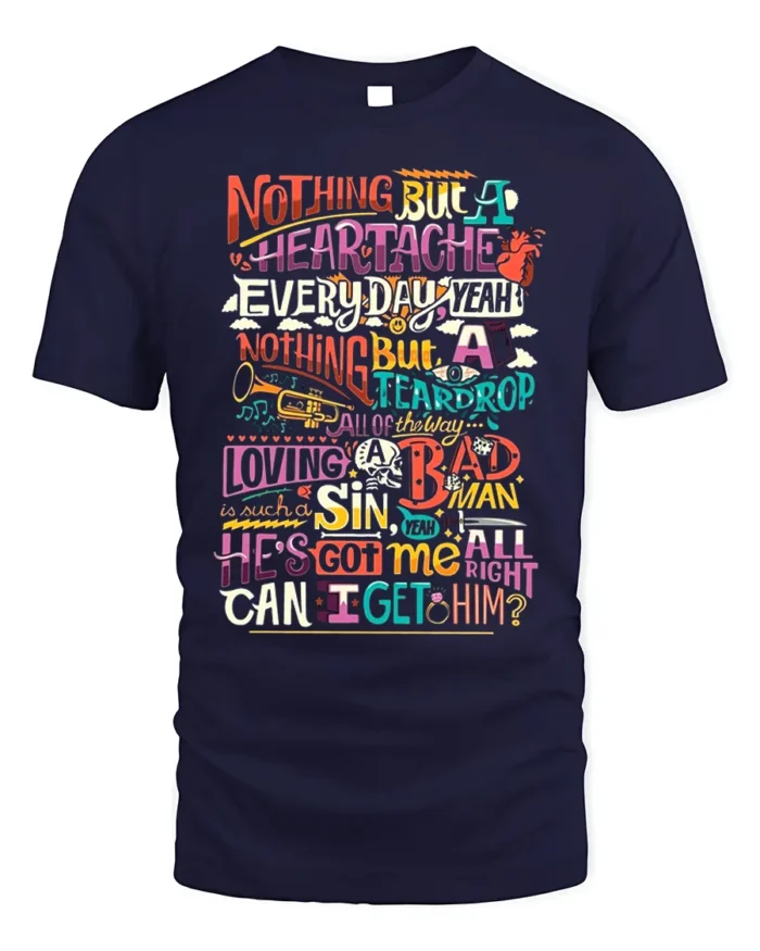 Colorful Retro Typography Graphic Quote T-Shirt - navy t-shirt on white background